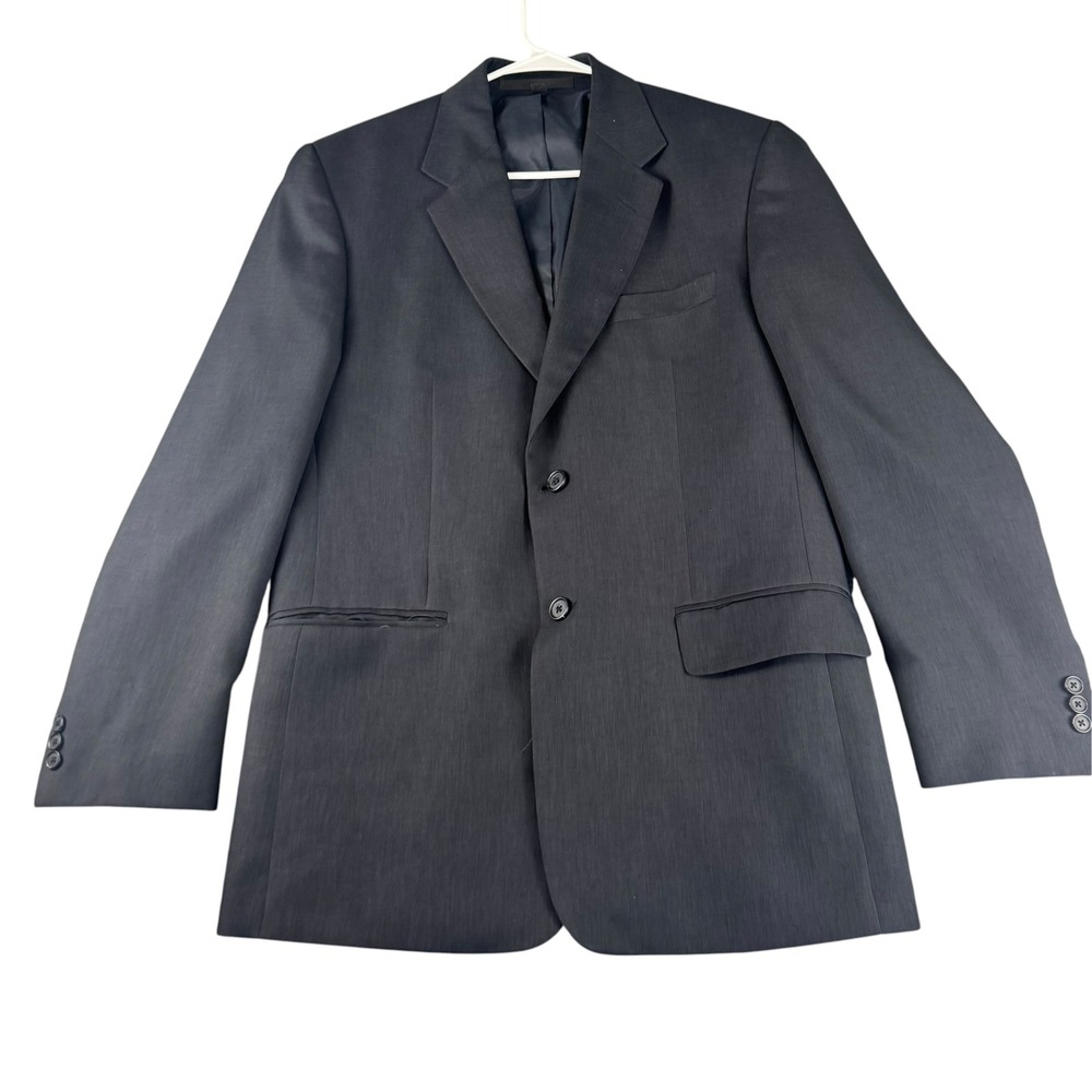Doc & Amelia Mens 40R Charcoal Gray Recycled Polyester 2-Button Blazer Jacket